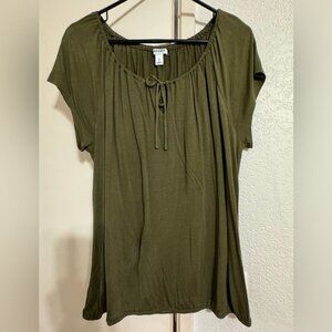 Old Navy Olive Green Tie Keyhole Top. Size Large.